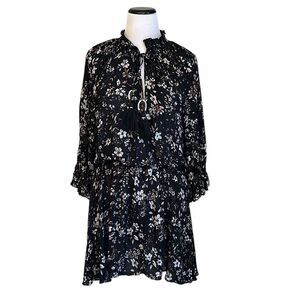 Zara Women’s Drop Waist Floral Boho Dress Bell Sleeve s Size S